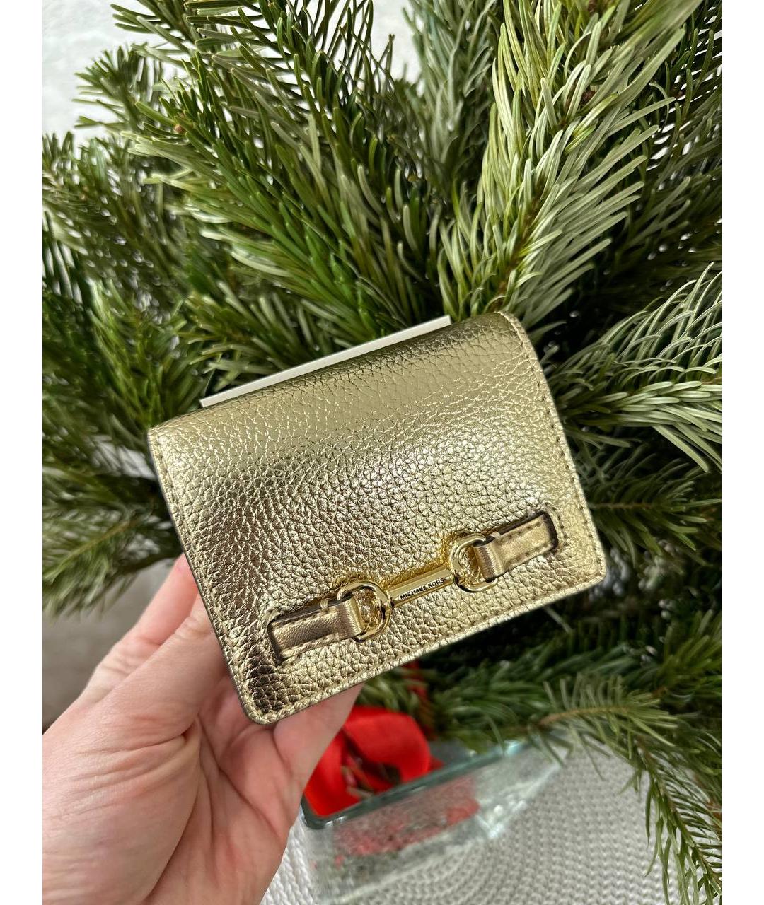 MICHAEL KORS Золотой кожаный кошелек, фото 2