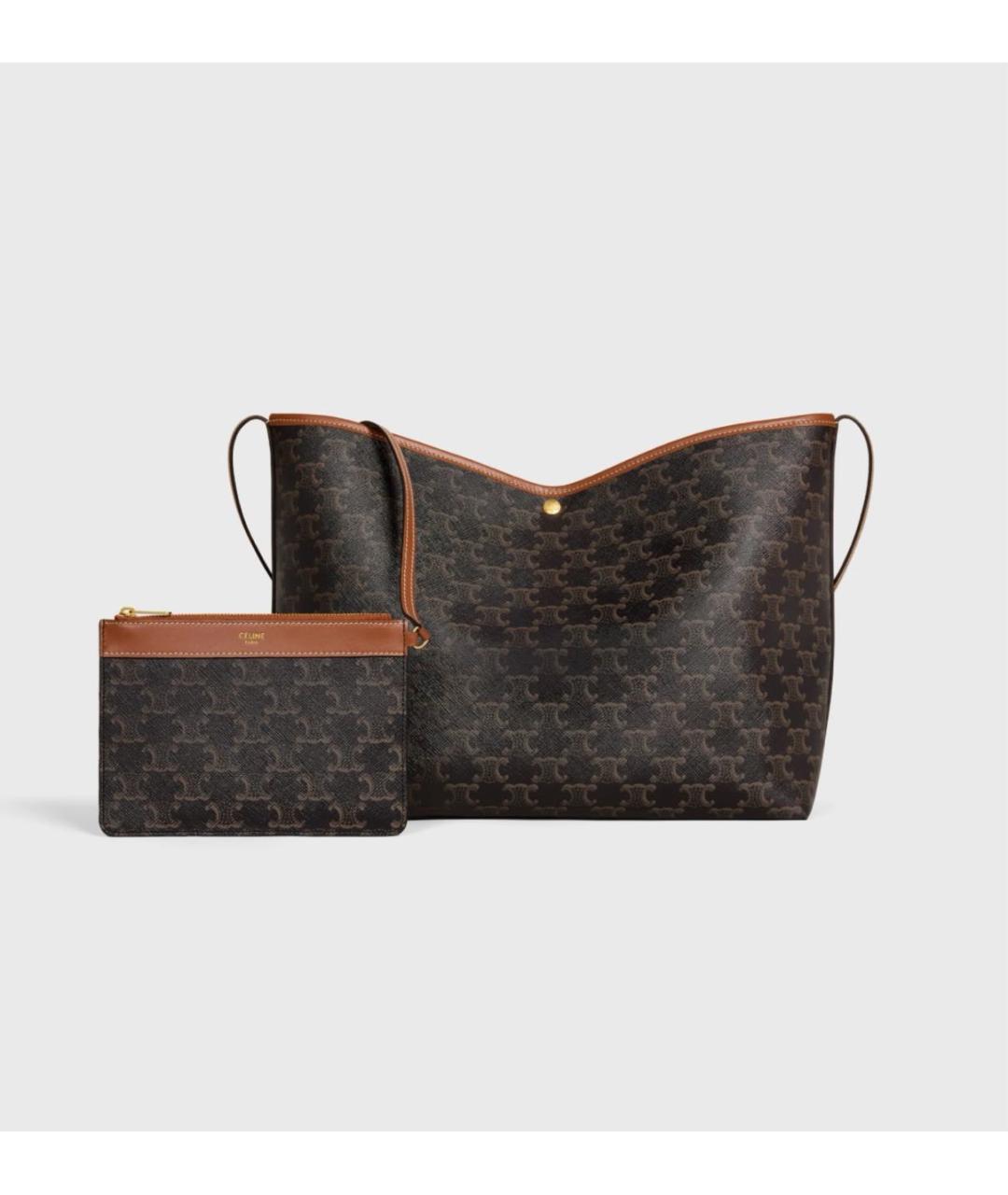 CELINE Коричневая кожаная сумка тоут, фото 2