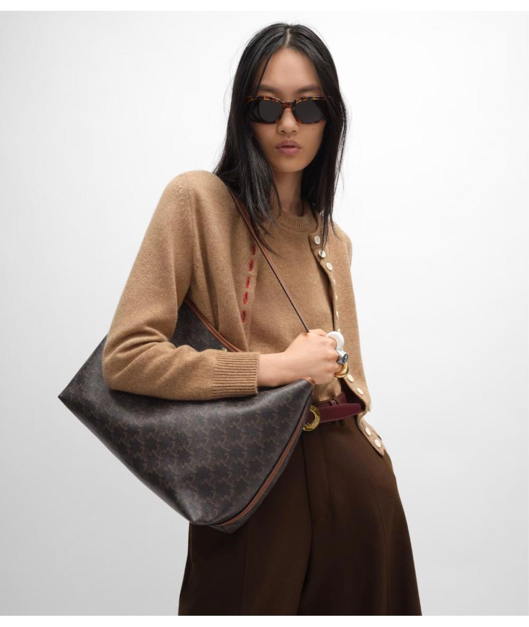 CELINE Коричневая кожаная сумка тоут, фото 4