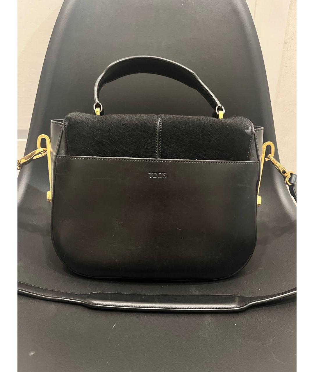 TOD'S Черная кожаная сумка с короткими ручками, фото 2