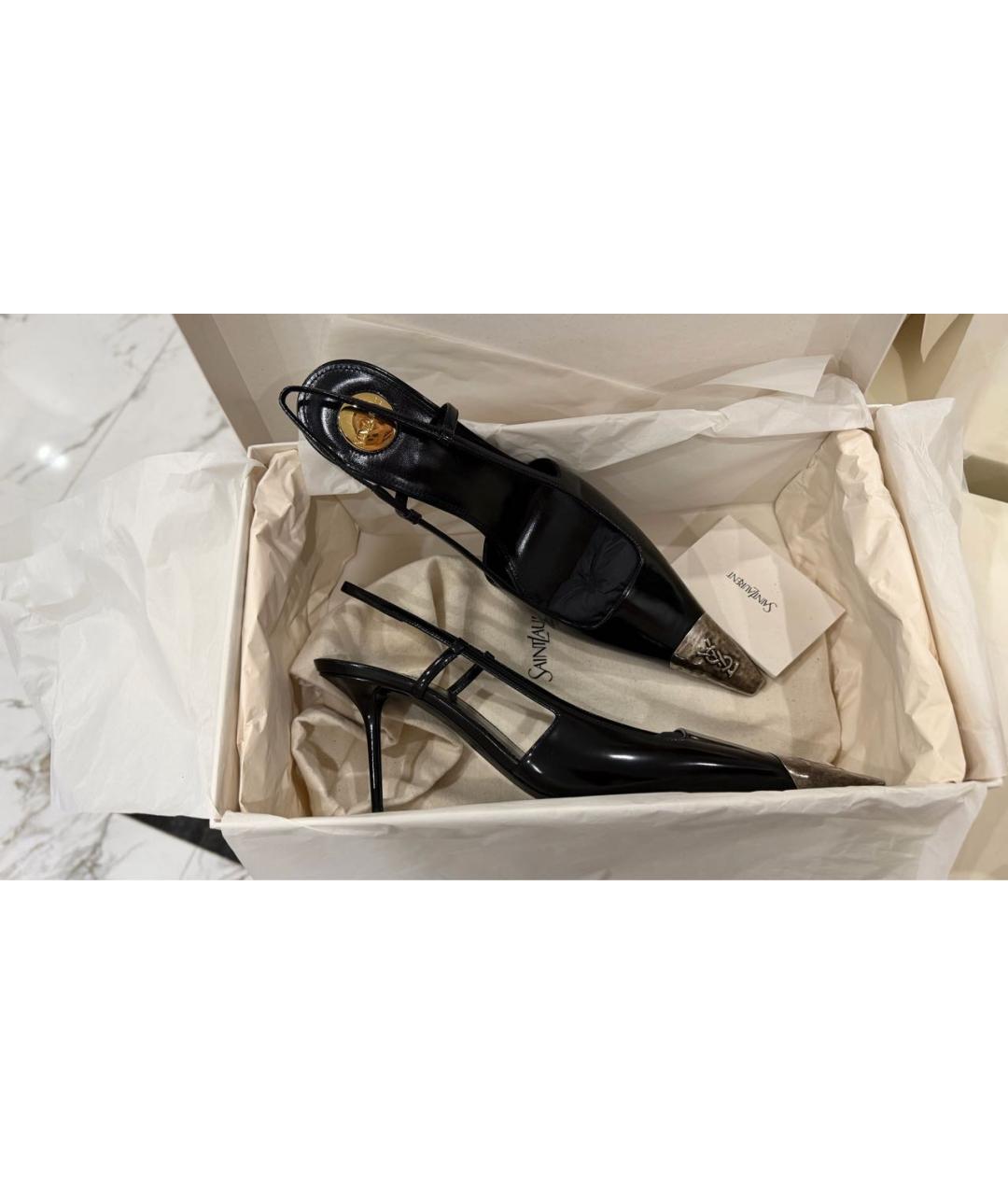 SAINT LAURENT Черные туфли из лакированной кожи, фото 3