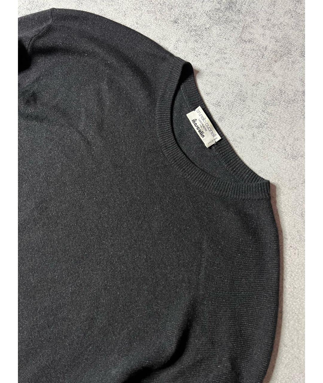 BRUNELLO CUCINELLI Антрацитовый кашемировый джемпер / свитер, фото 4