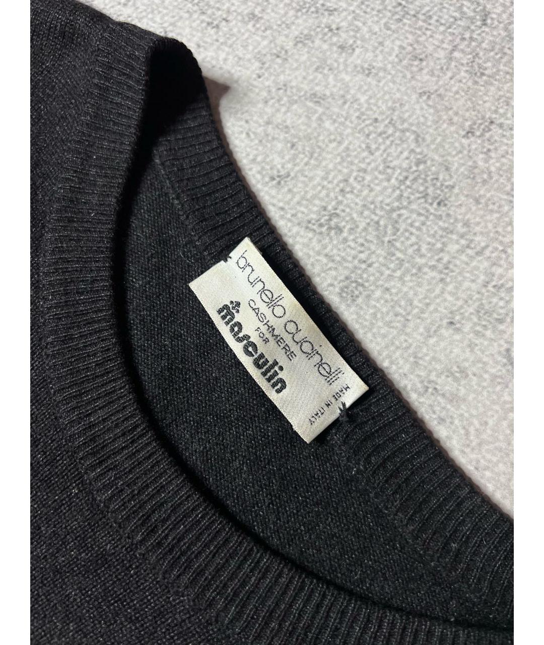 BRUNELLO CUCINELLI Антрацитовый кашемировый джемпер / свитер, фото 5