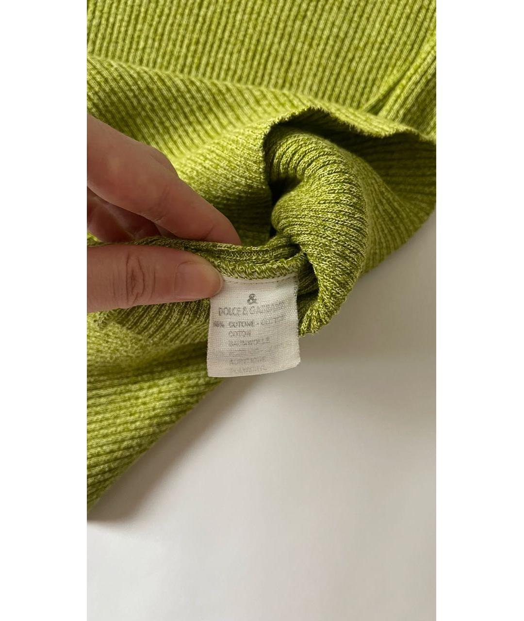 DOLCE&GABBANA Зеленый хлопко-эластановый джемпер / свитер, фото 5
