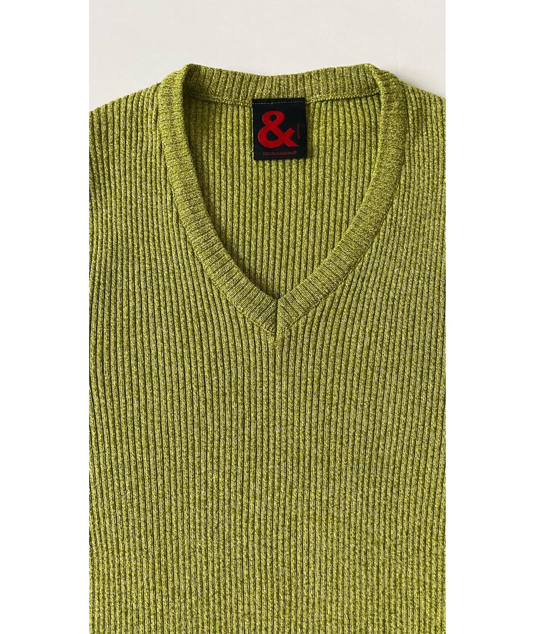 DOLCE&GABBANA Зеленый хлопко-эластановый джемпер / свитер, фото 4