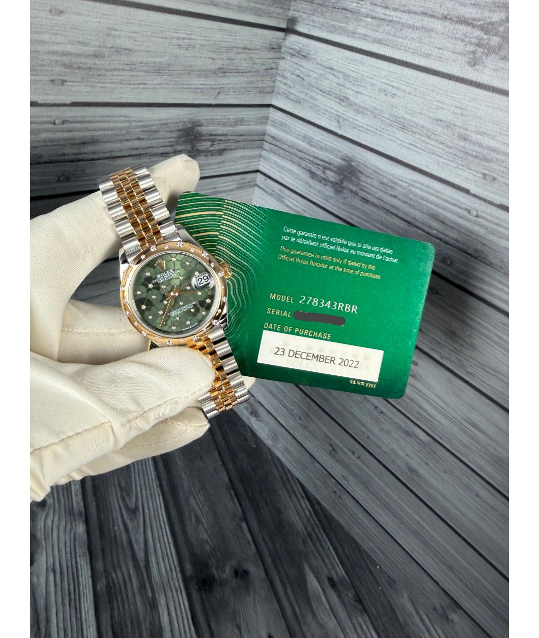 ROLEX Зеленые часы из желтого золота, фото 3