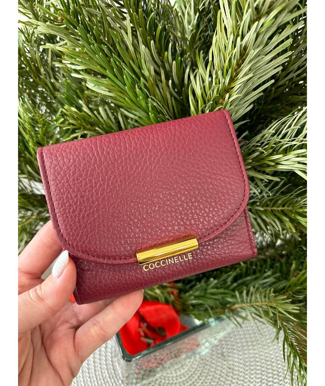 COCCINELLE Бордовый кожаный кошелек, фото 2