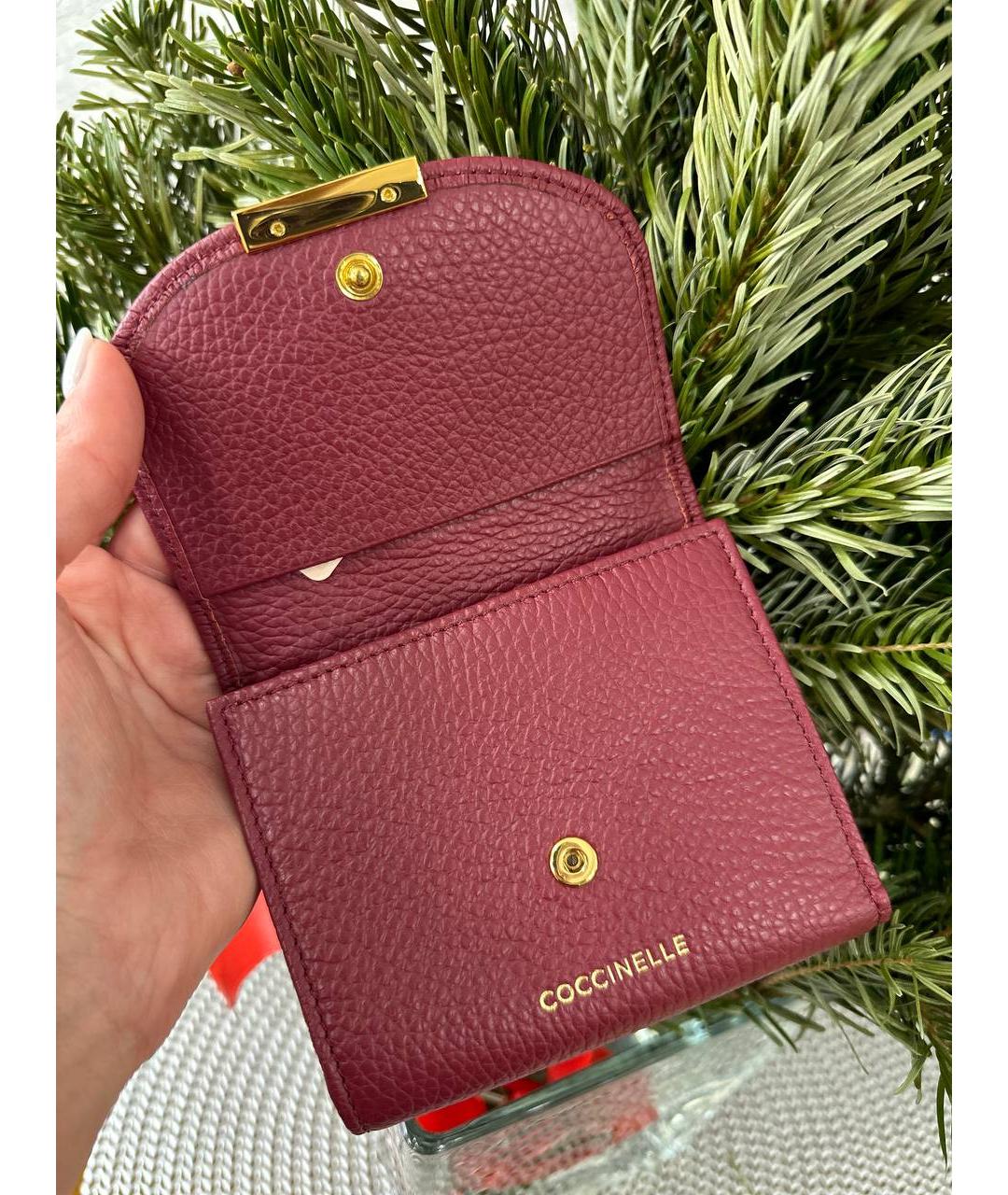 COCCINELLE Бордовый кожаный кошелек, фото 4