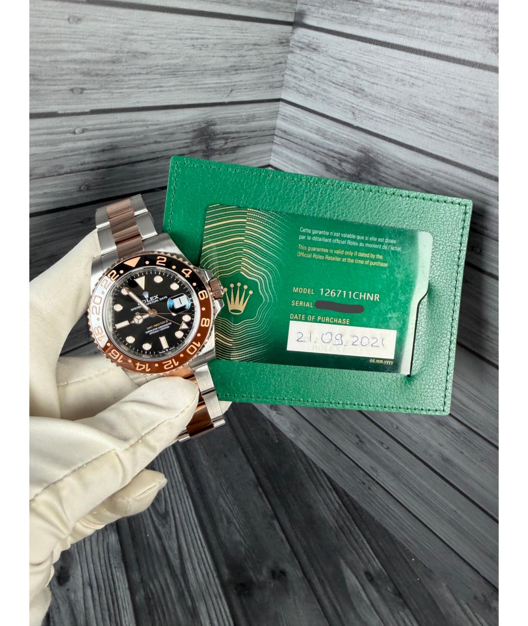 ROLEX Черные часы из розового золота, фото 2