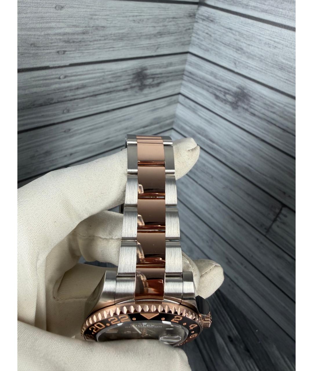 ROLEX Черные часы из розового золота, фото 8