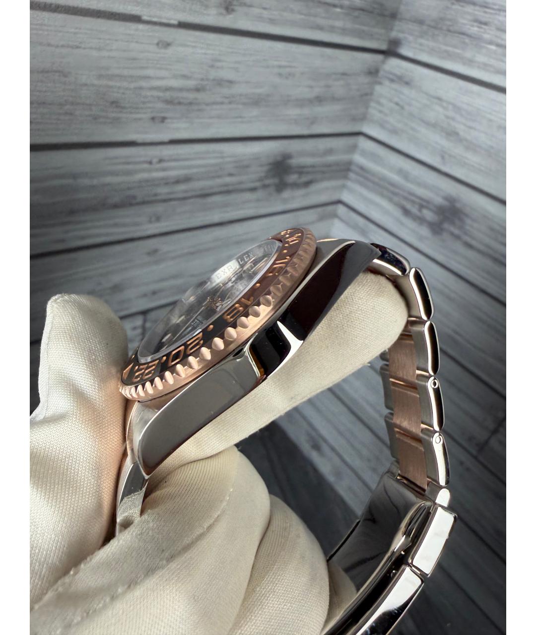 ROLEX Черные часы из розового золота, фото 6