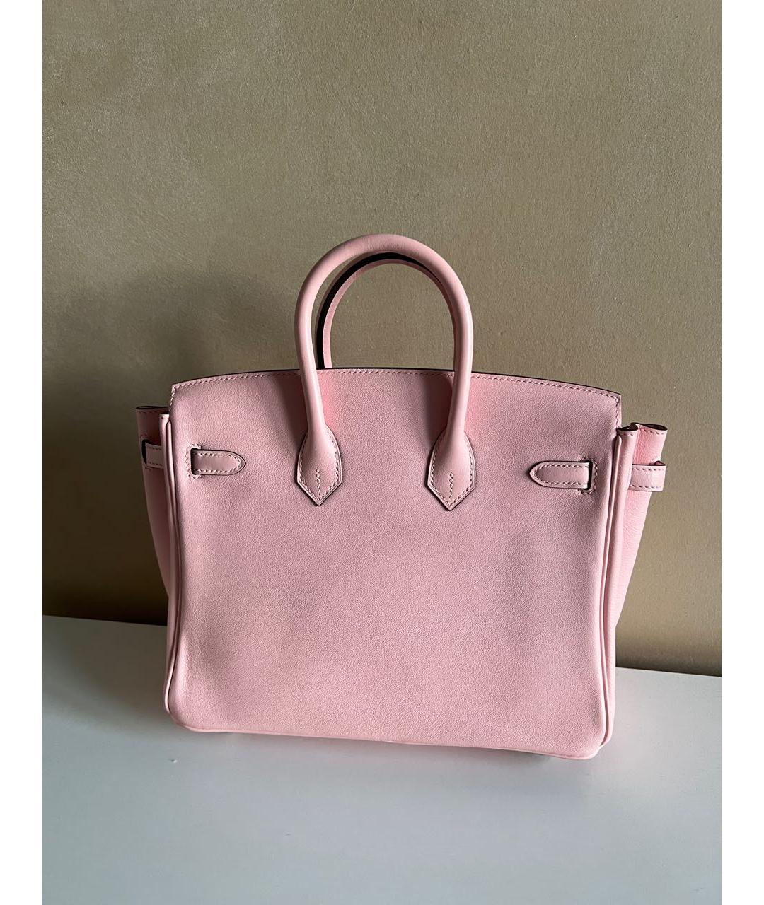 HERMES Розовая кожаная сумка с короткими ручками, фото 3