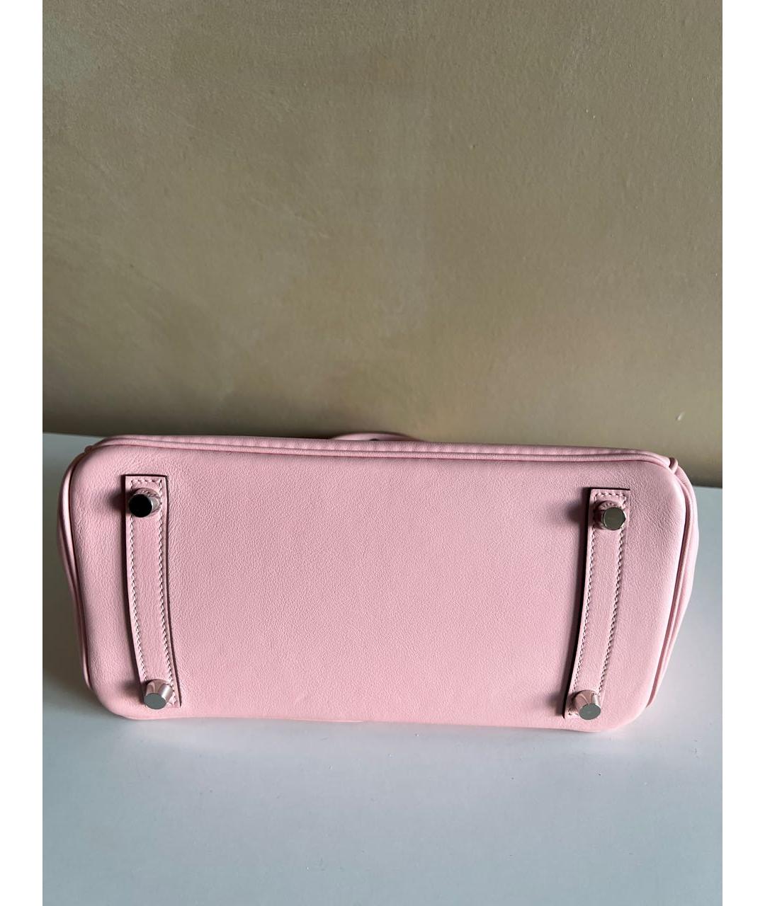 HERMES Розовая кожаная сумка с короткими ручками, фото 5