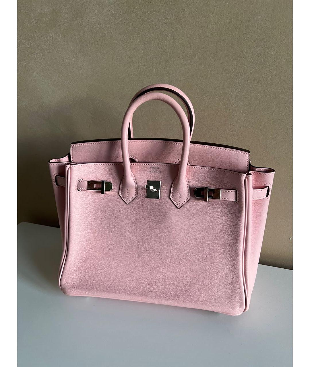 HERMES Розовая кожаная сумка с короткими ручками, фото 8