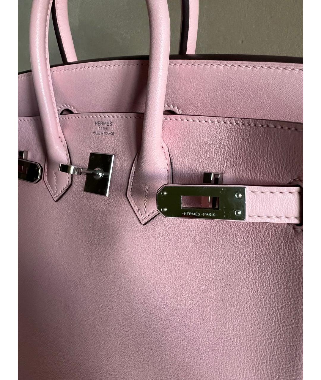 HERMES Розовая кожаная сумка с короткими ручками, фото 7