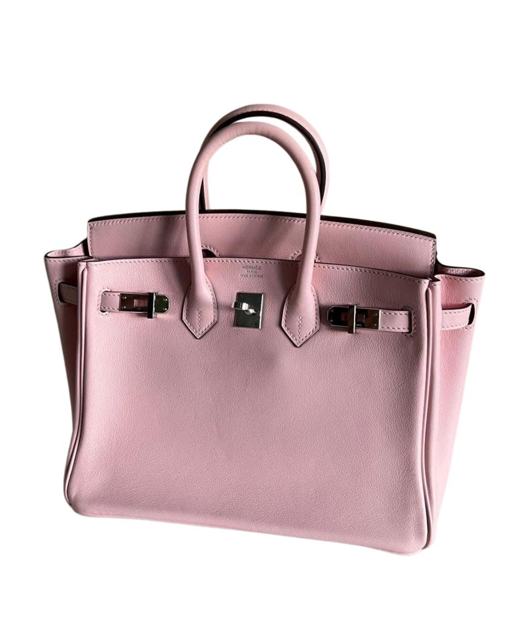 HERMES Розовая кожаная сумка с короткими ручками, фото 1