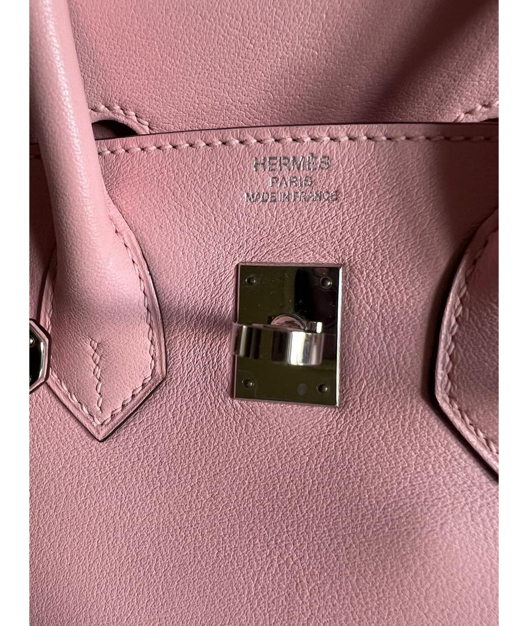 HERMES Розовая кожаная сумка с короткими ручками, фото 6