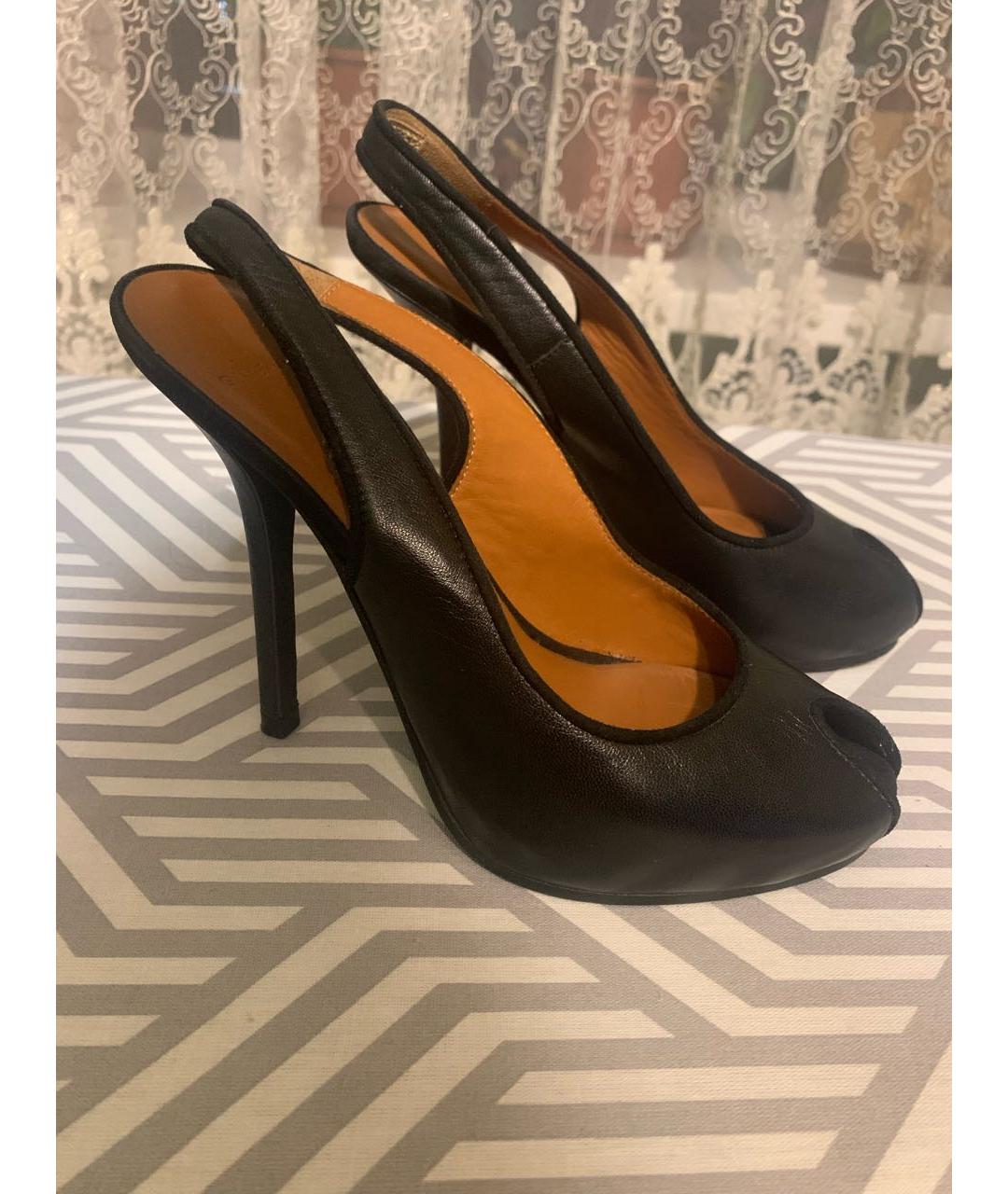 GIVENCHY Черные кожаные босоножки, фото 6