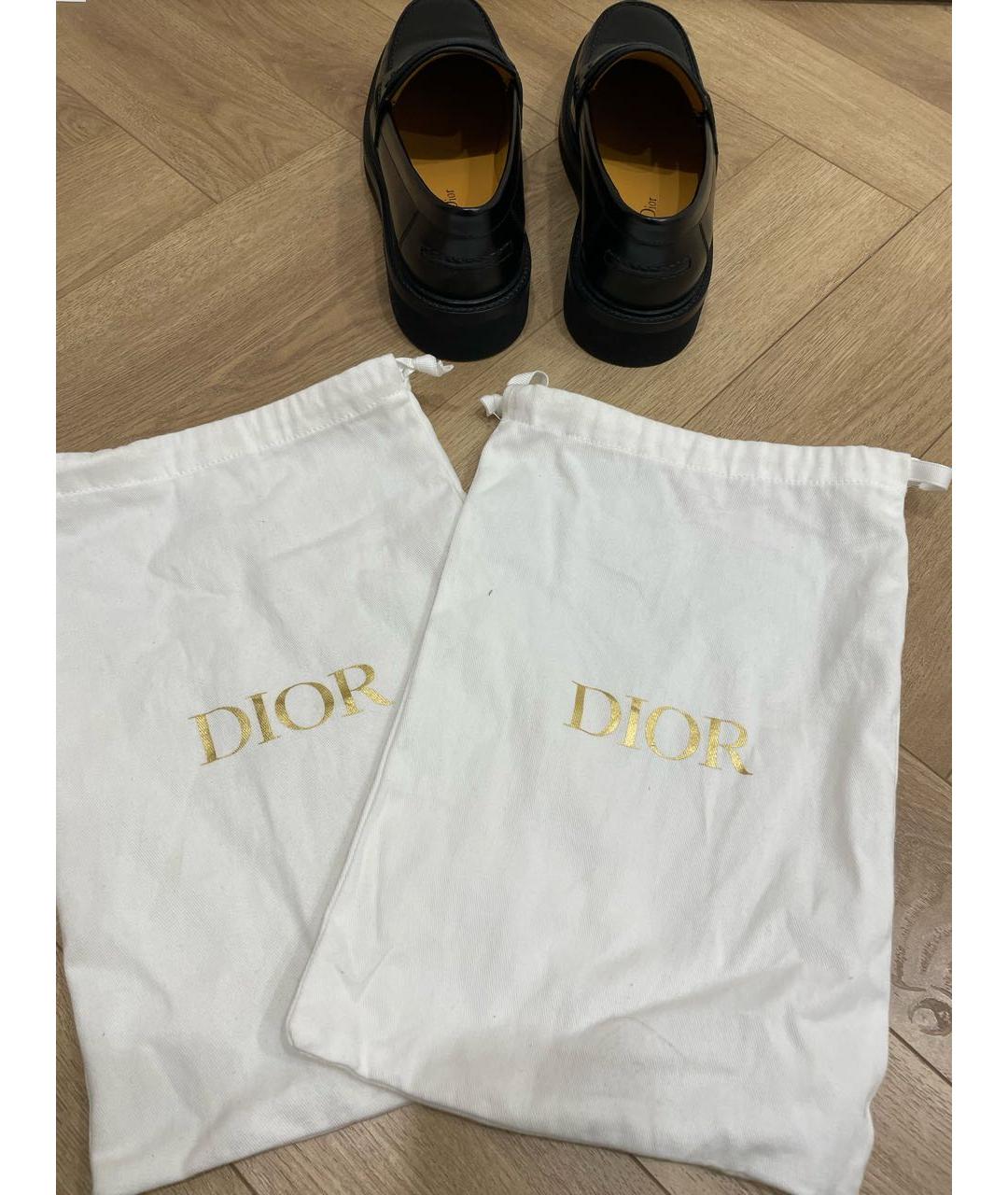 CHRISTIAN DIOR Черные кожаные лоферы, фото 6