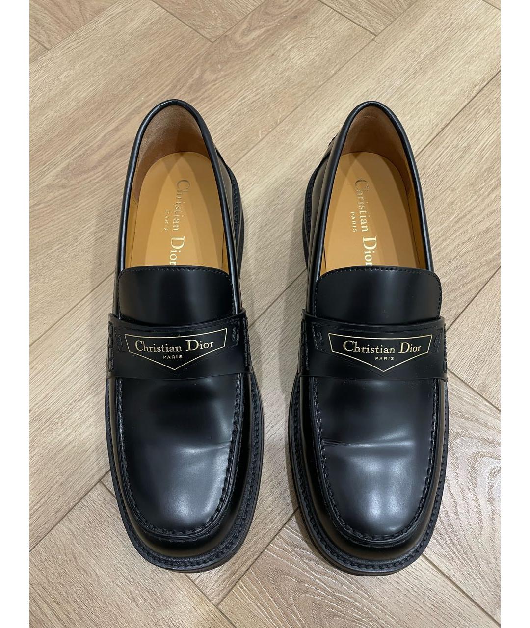 CHRISTIAN DIOR Черные кожаные лоферы, фото 2