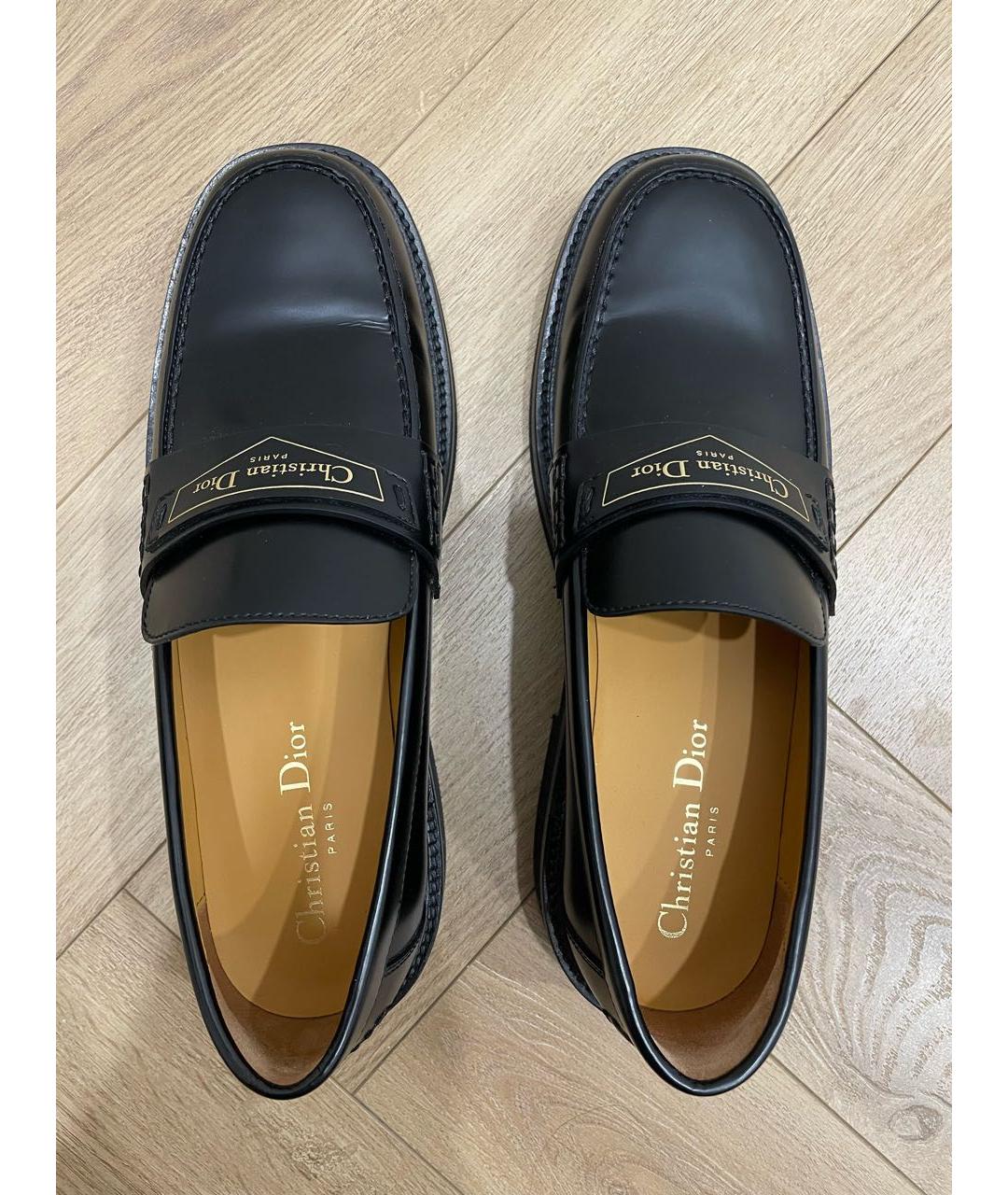 CHRISTIAN DIOR Черные кожаные лоферы, фото 3