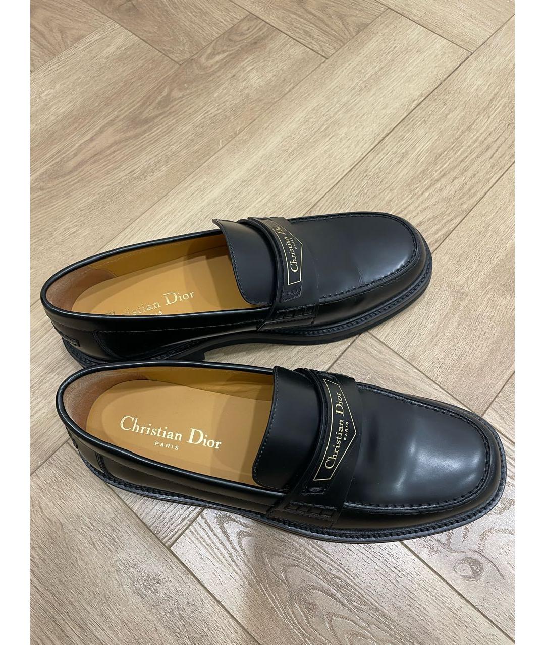 CHRISTIAN DIOR Черные кожаные лоферы, фото 8