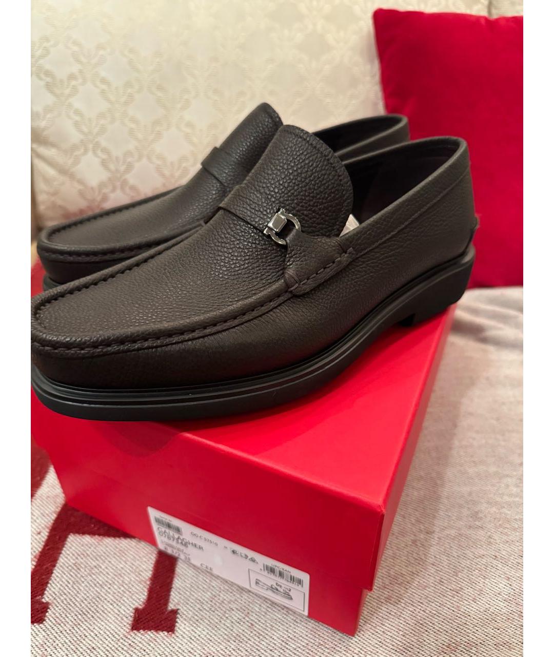 FERRAGAMO Коричневые кожаные лоферы, фото 6