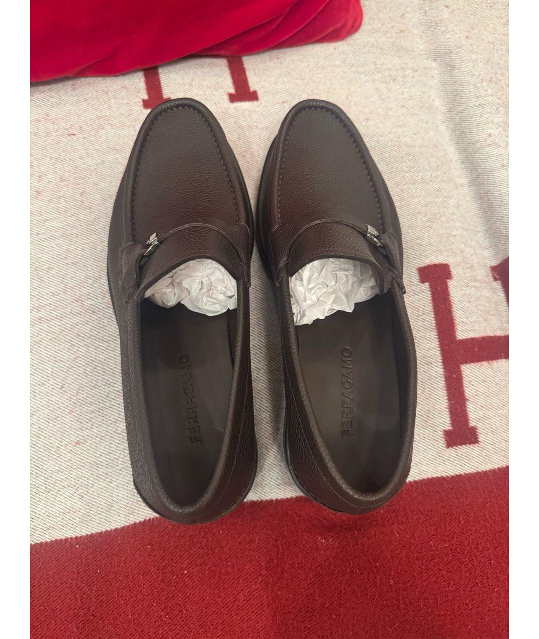 FERRAGAMO Коричневые кожаные лоферы, фото 3