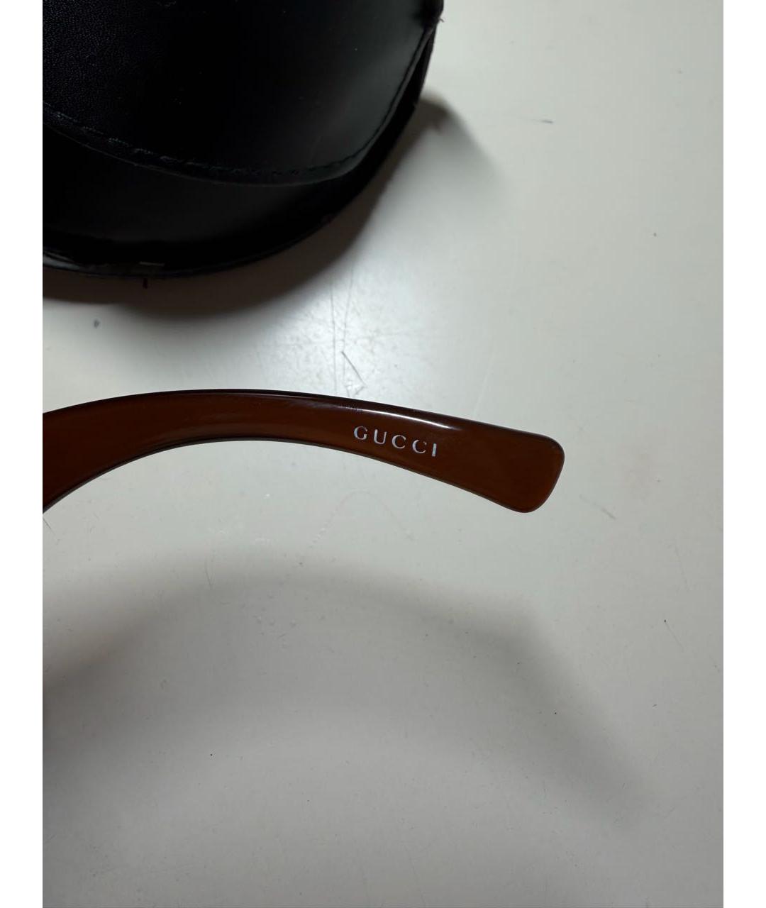 GUCCI Коричневые пластиковые солнцезащитные очки, фото 7