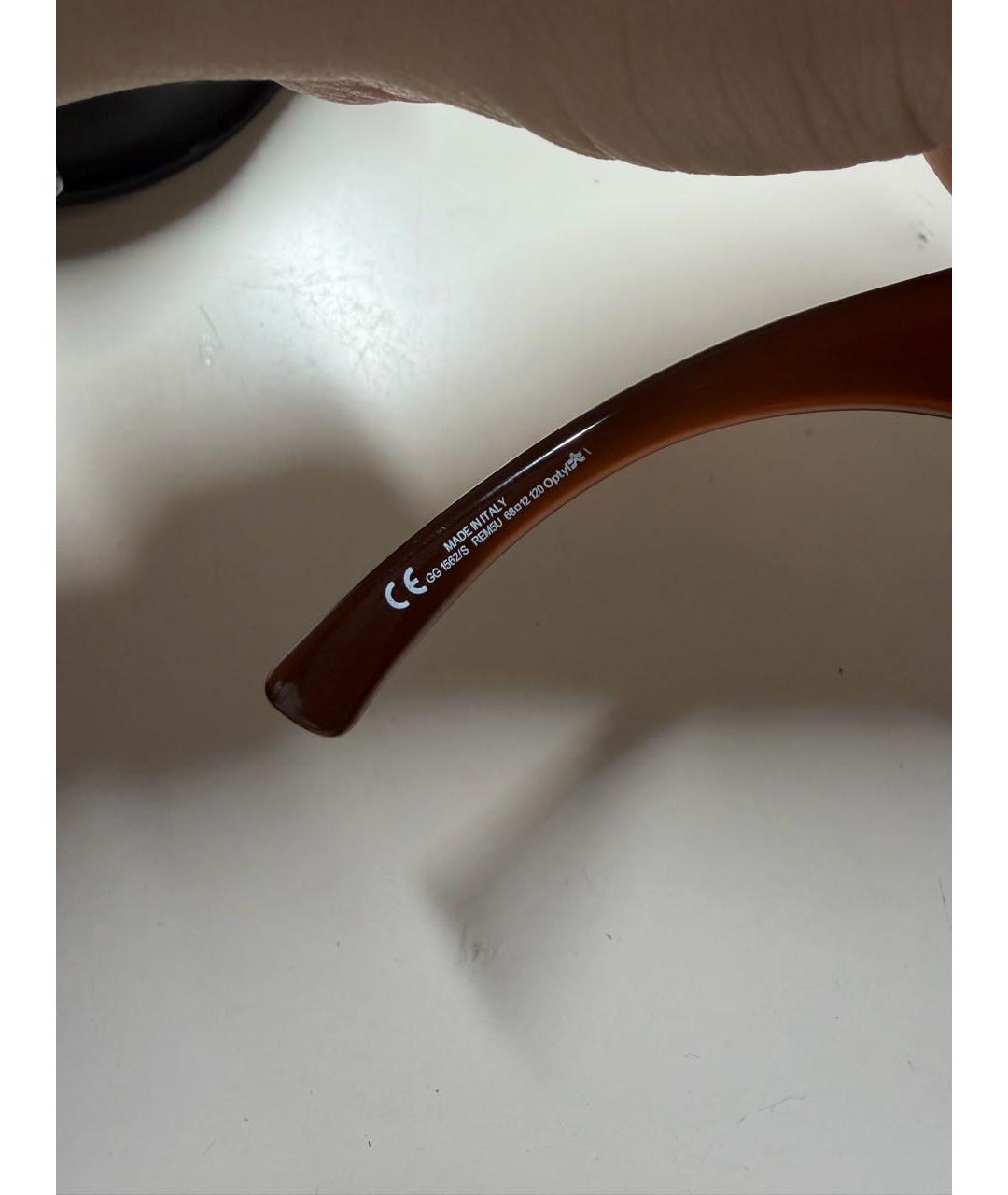 GUCCI Коричневые пластиковые солнцезащитные очки, фото 6