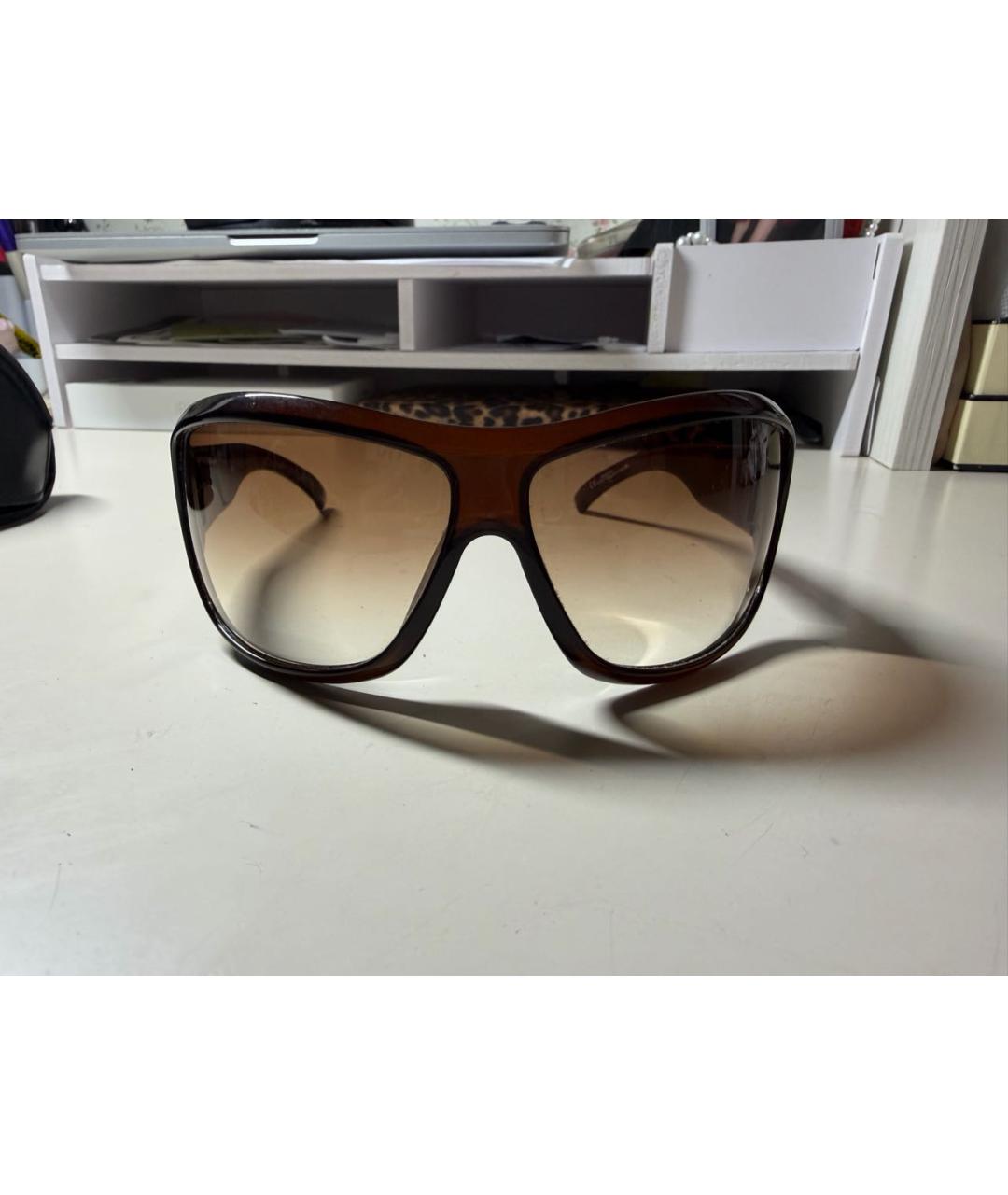 GUCCI Коричневые пластиковые солнцезащитные очки, фото 8