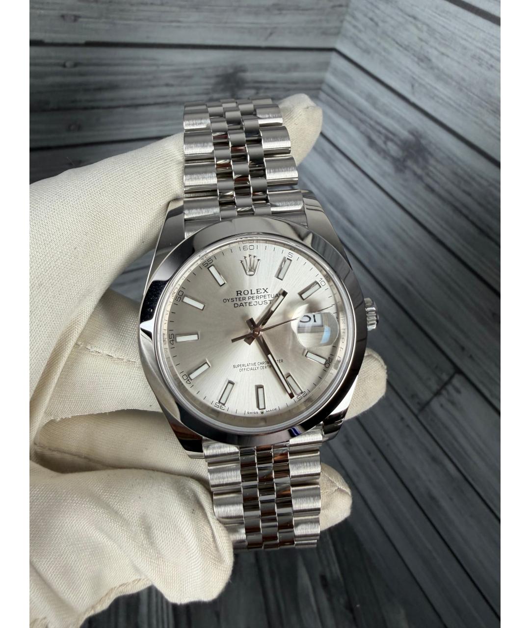 ROLEX Серые металлические часы, фото 4