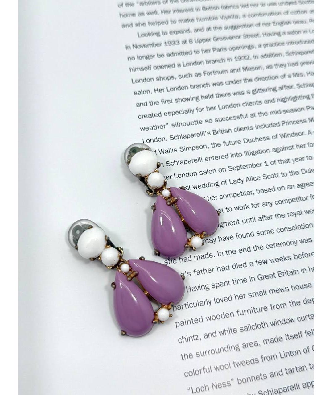 SCHIAPARELLI Фиолетовые металлические клипсы, фото 7