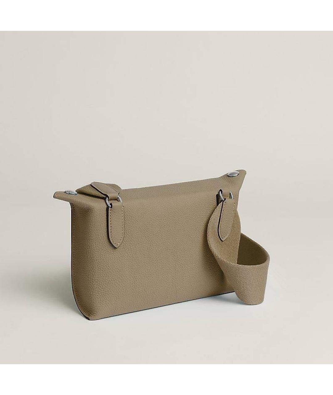 HERMES Бежевая кожаная сумка через плечо, фото 3