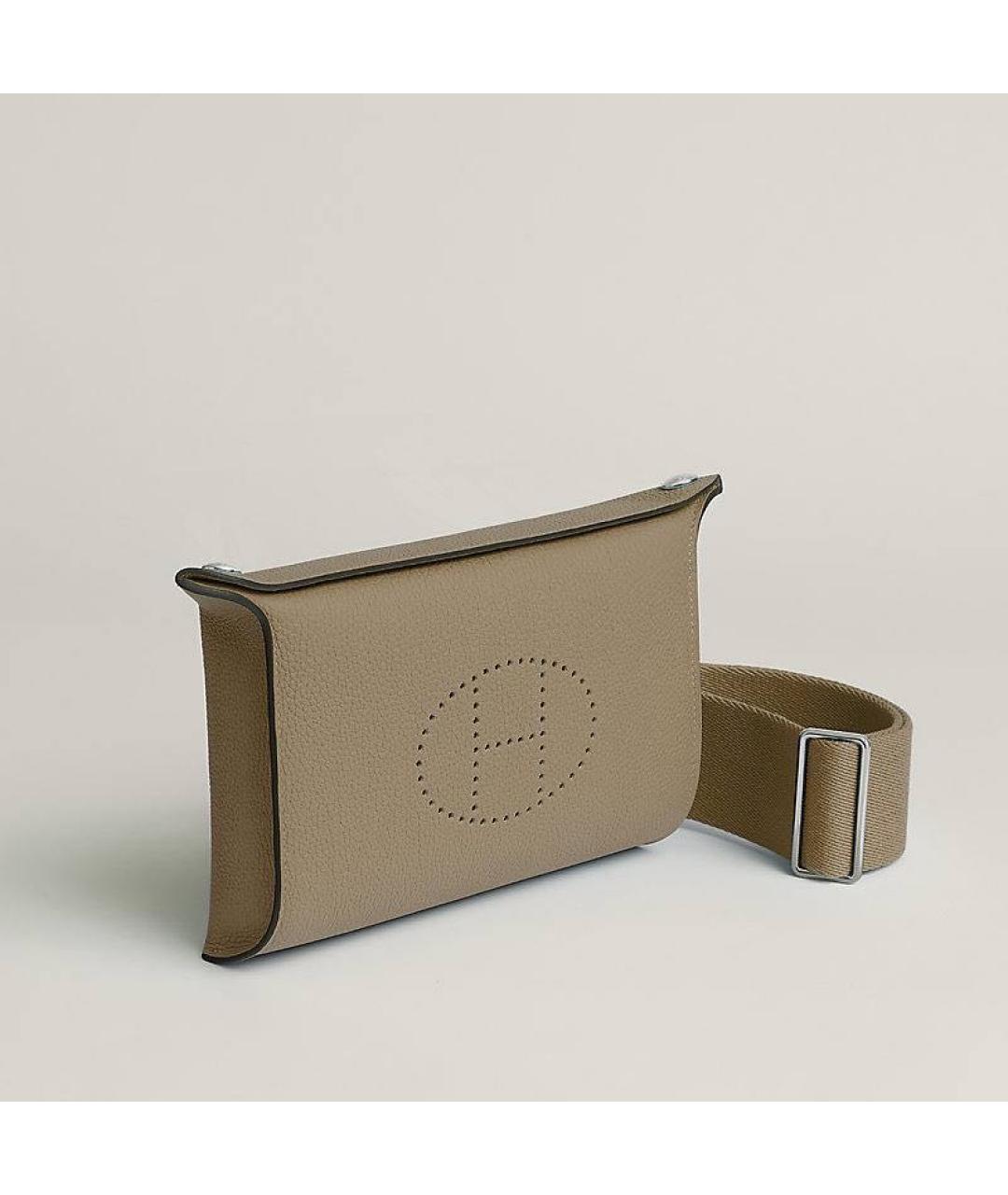 HERMES Бежевая кожаная сумка через плечо, фото 2