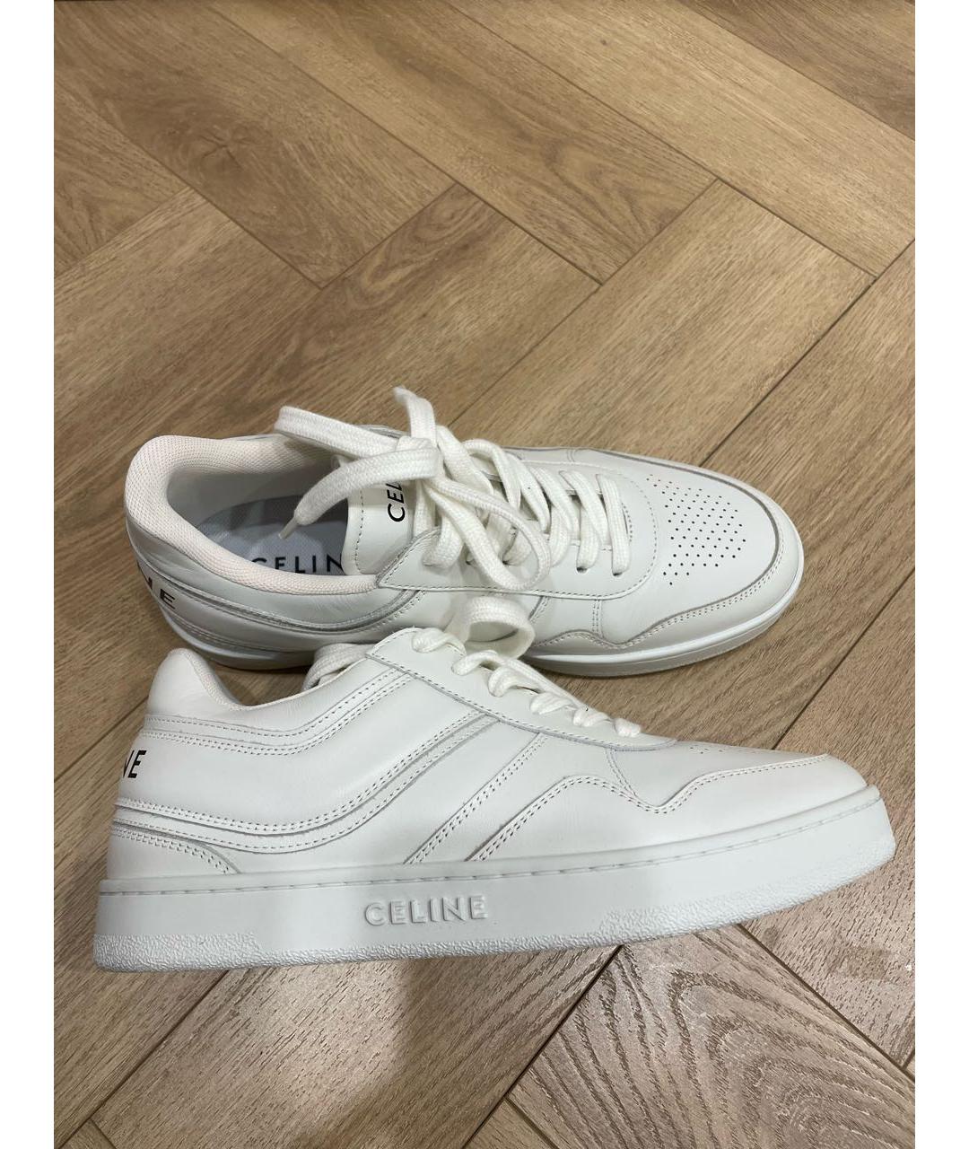 CELINE Белые кожаные кроссовки, фото 6