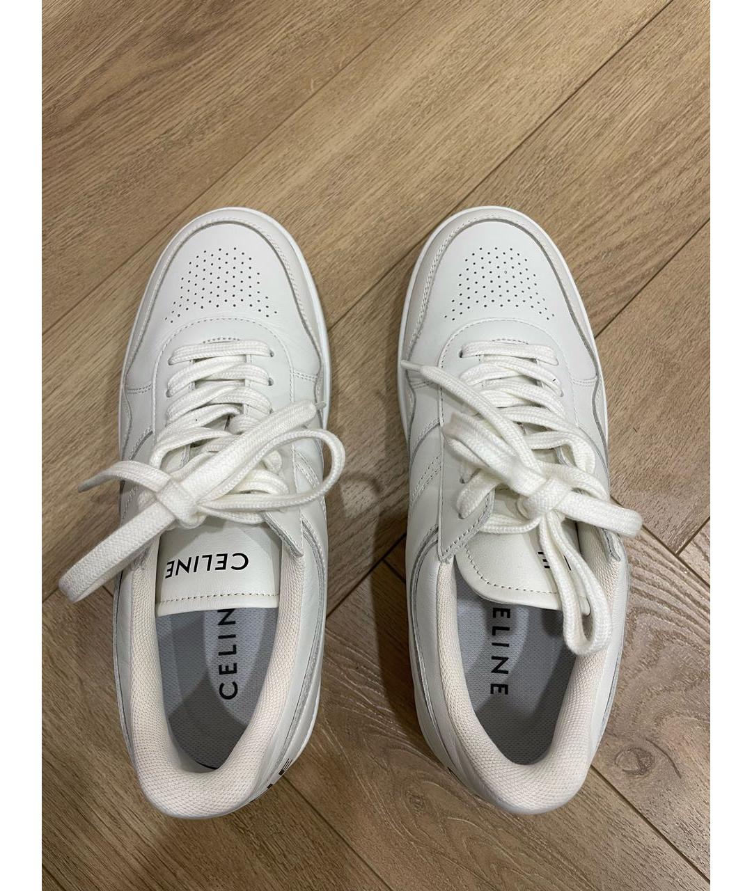 CELINE Белые кожаные кроссовки, фото 3