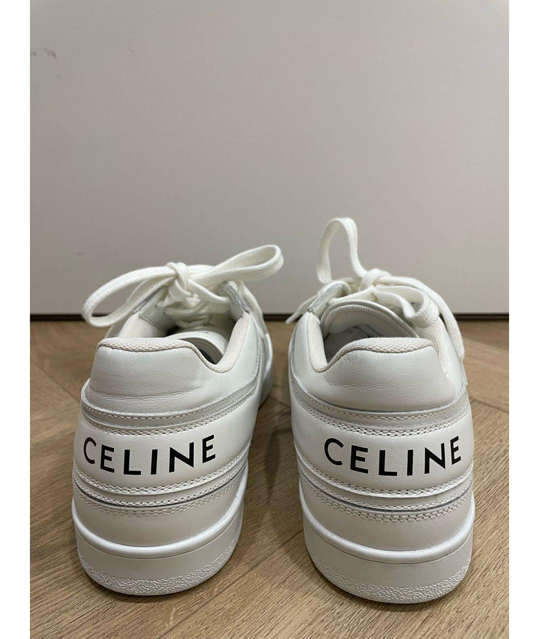 CELINE Белые кожаные кроссовки, фото 4