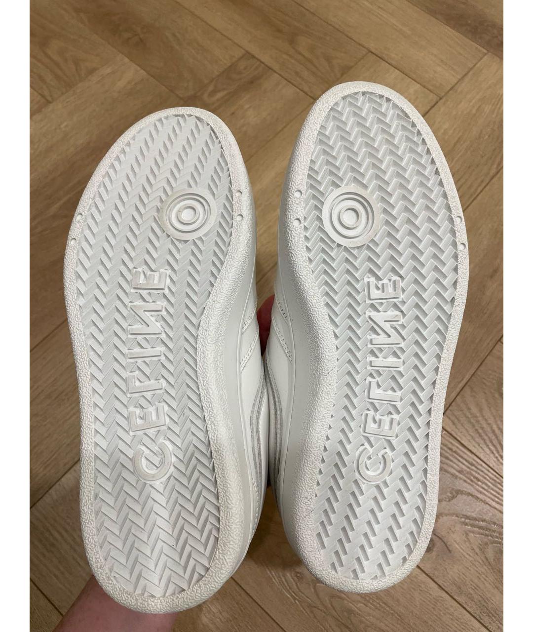 CELINE Белые кожаные кроссовки, фото 5