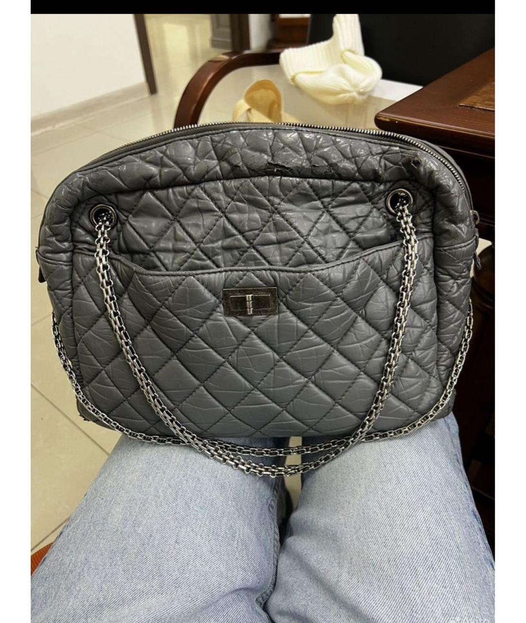 CHANEL Серая кожаная сумка через плечо, фото 6