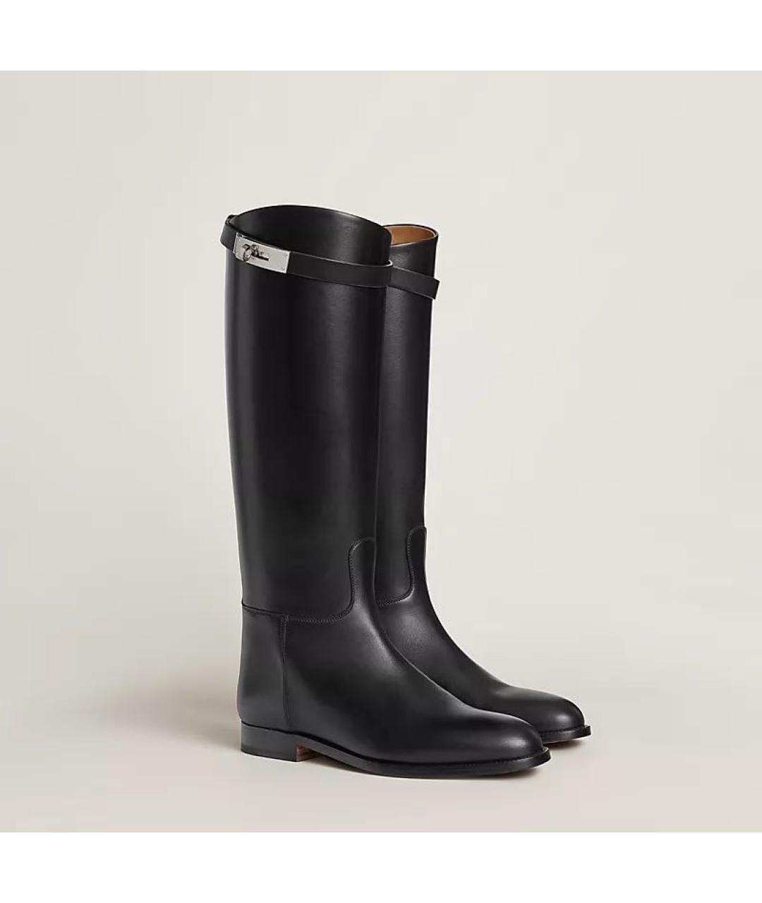 HERMES Черные кожаные сапоги, фото 4