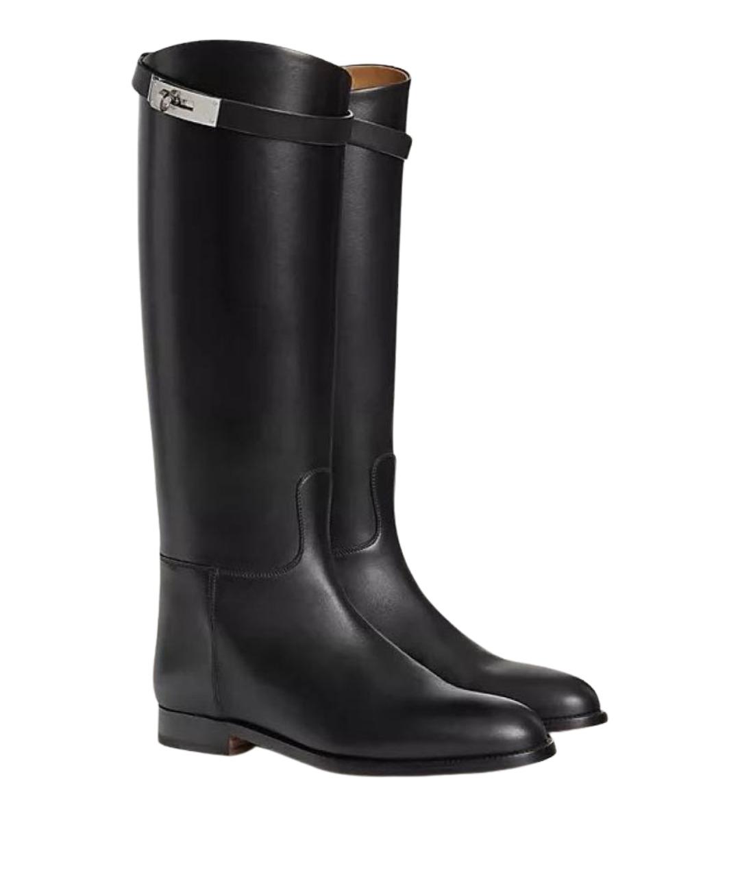 HERMES Черные кожаные сапоги, фото 1