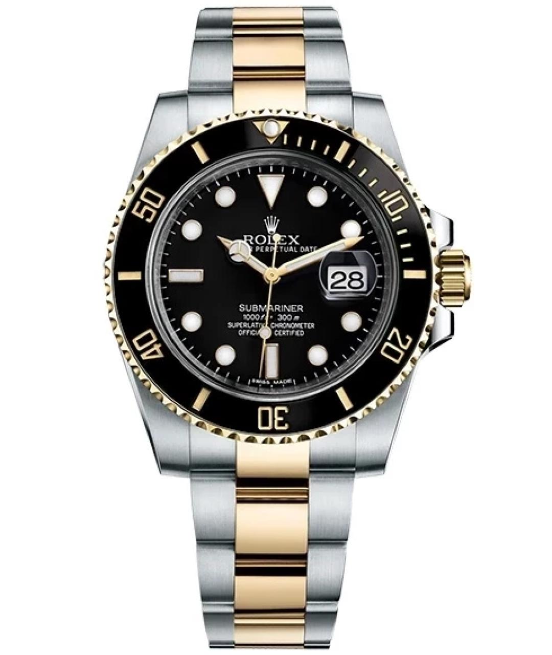 ROLEX Черные часы из желтого золота, фото 1