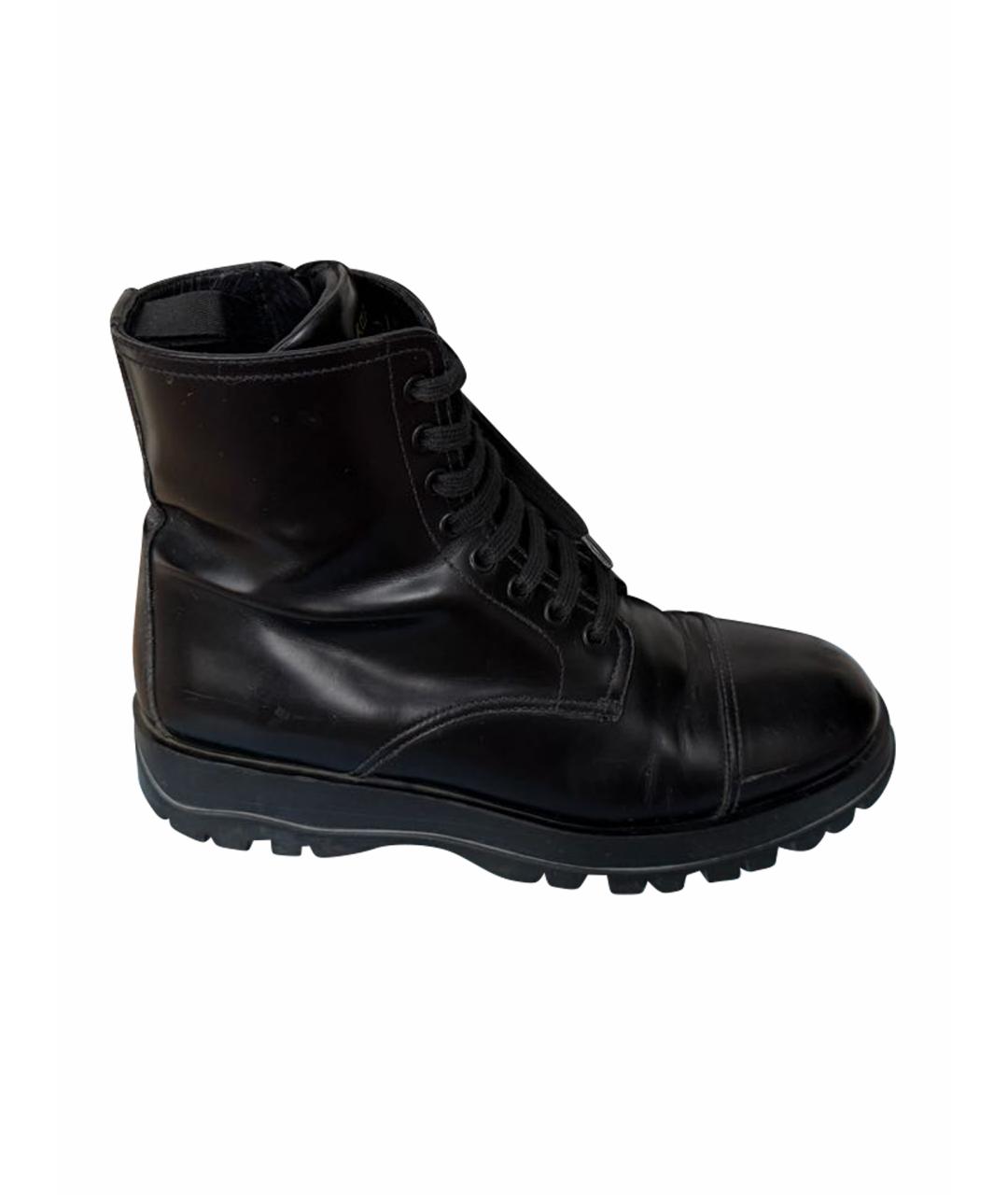 PRADA Черные кожаные ботинки, фото 1