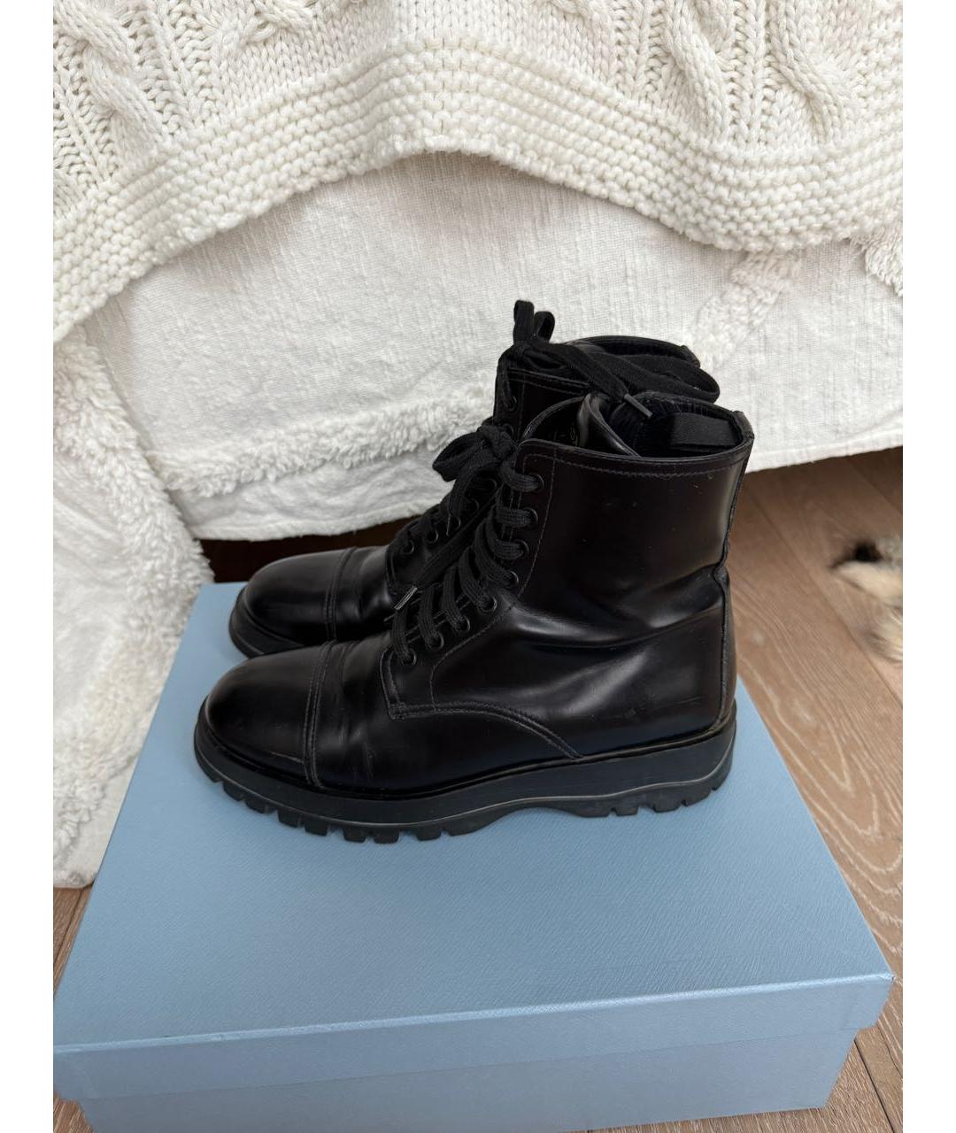 PRADA Черные кожаные ботинки, фото 9