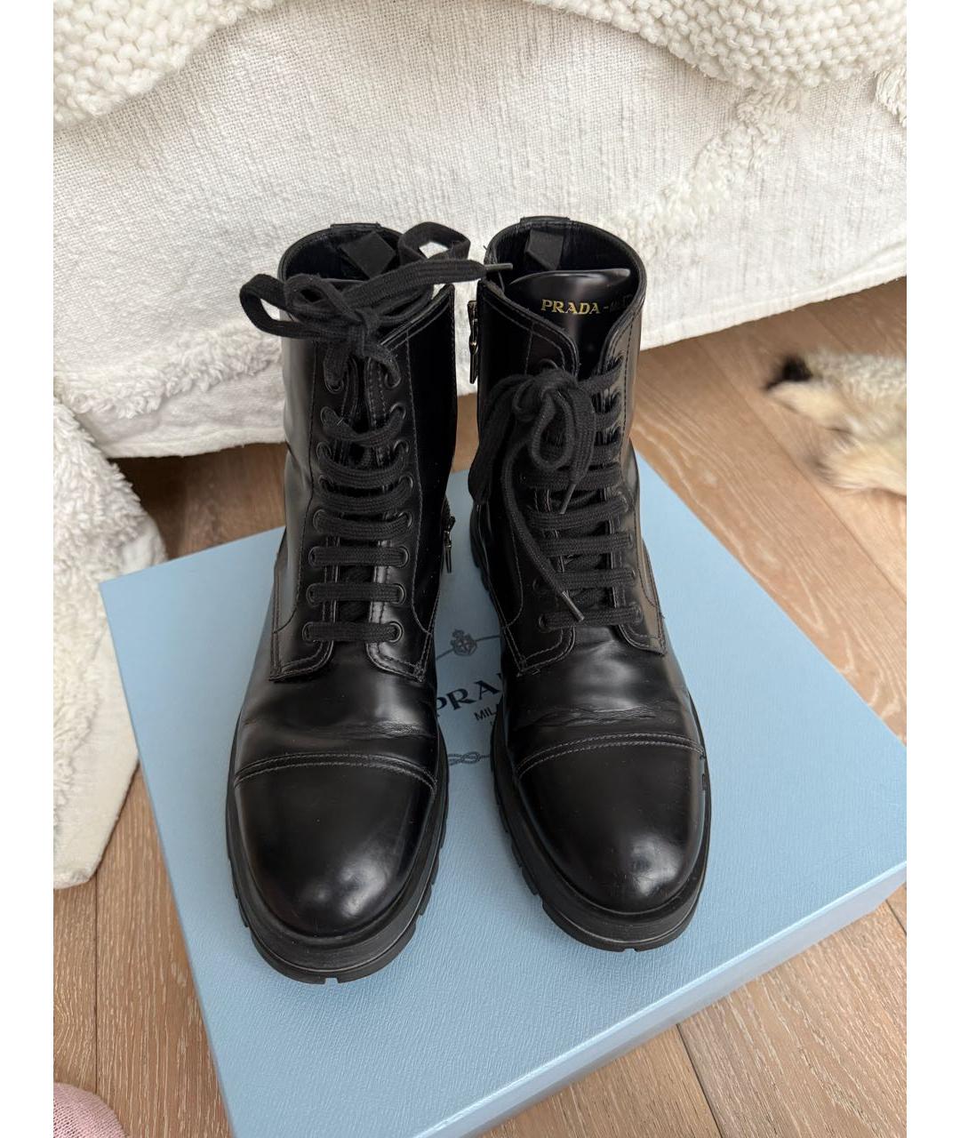 PRADA Черные кожаные ботинки, фото 2