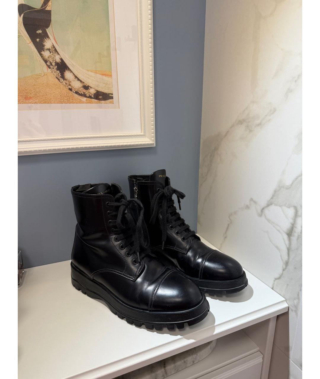 PRADA Черные кожаные ботинки, фото 5