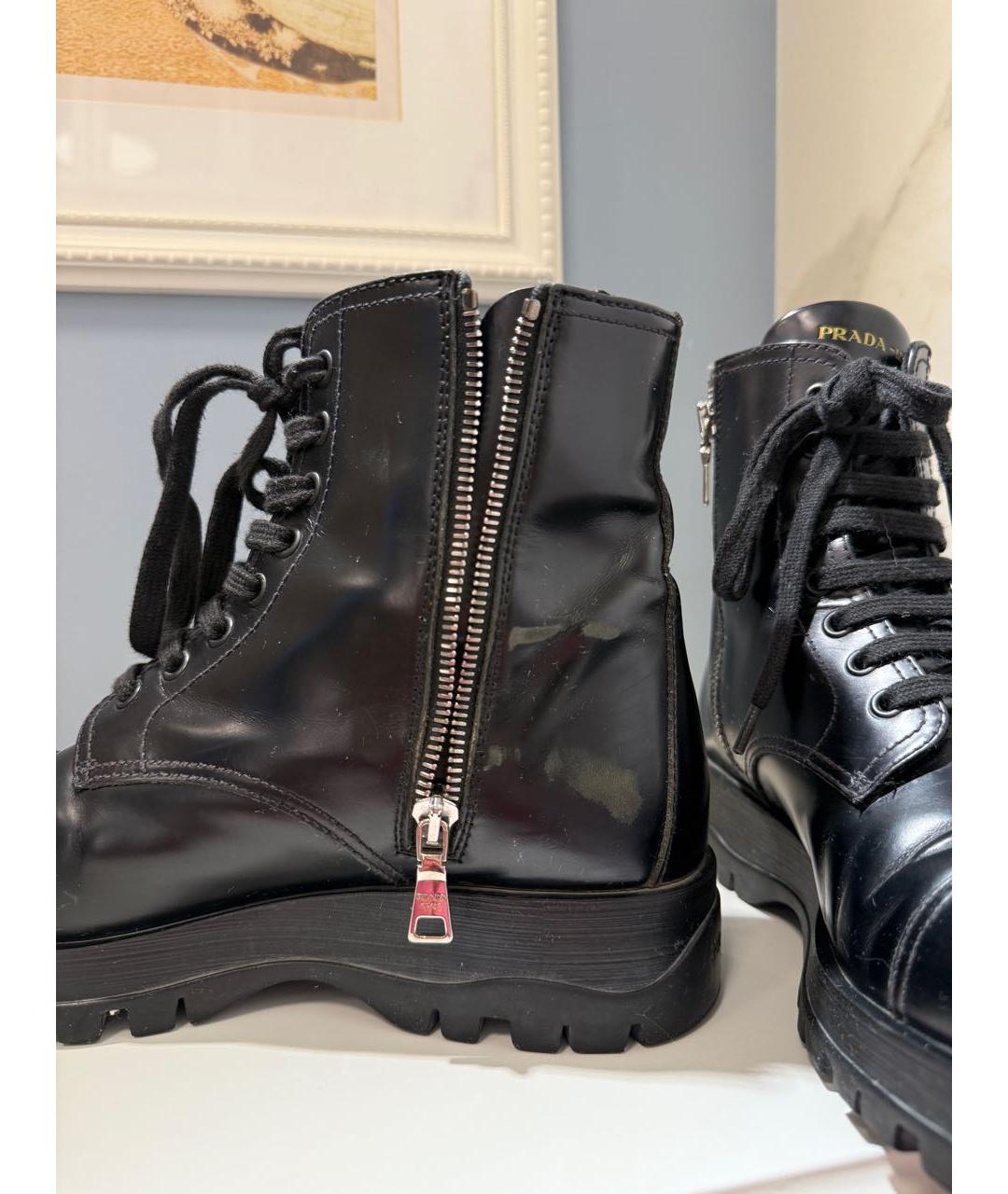 PRADA Черные кожаные ботинки, фото 6