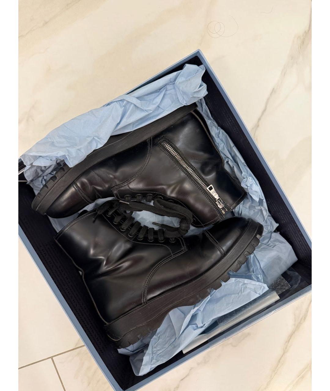 PRADA Черные кожаные ботинки, фото 7