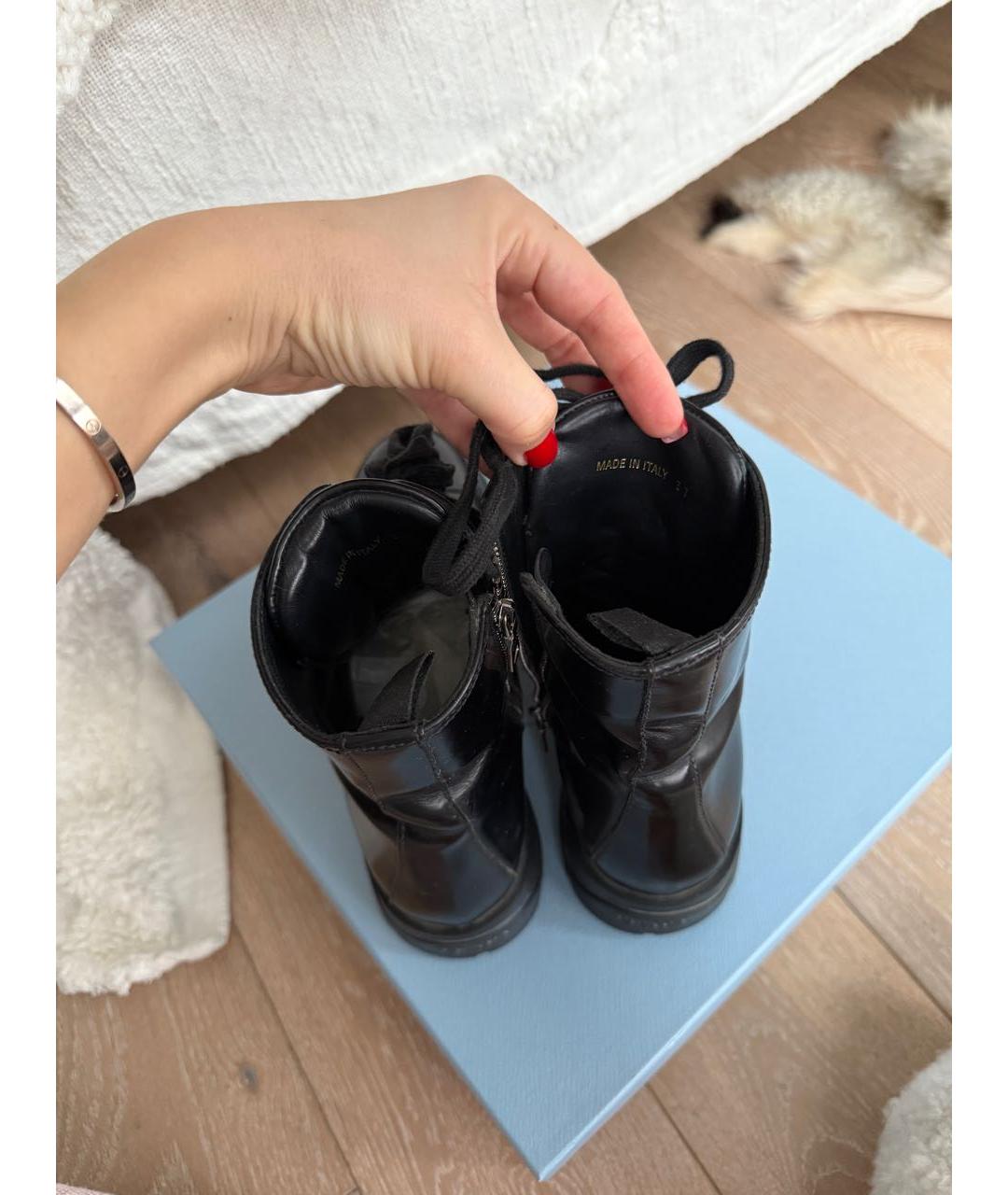 PRADA Черные кожаные ботинки, фото 3